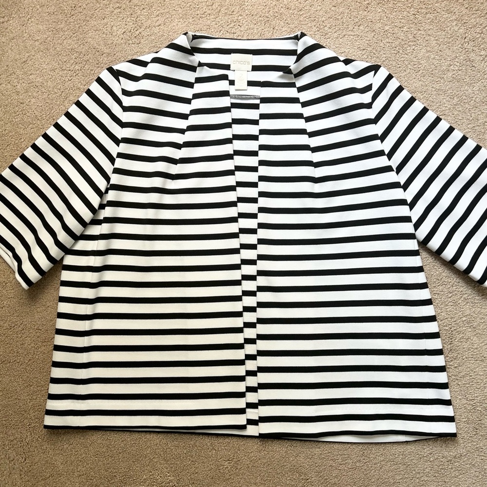 Chico's Monochrome Striped Cardigan